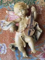 Mooie oude vintage engel of putti met viool 20 cm.
