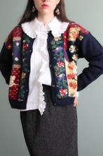 Vintage wollen Oostenrijks bloemen vest herfst S, Overige kleuren, Verzenden, Zo goed als nieuw, Vintage