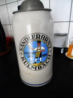 Grote zware bierpul 3 ltr. met tinnen deksel Sandlerbräu, Ophalen