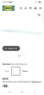 IKEA Besta toppaneel 180 x 40 cm wit, Huis en Inrichting, Ophalen, 150 tot 200 cm, 25 tot 50 cm, Glas