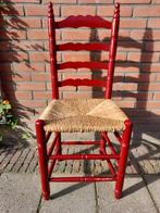 4 Retro Vintage Oud Hollandse keuken stoeltjes rotan rood, Huis en Inrichting, Stoelen, Ophalen, Riet of Rotan, Gebruikt, Vier