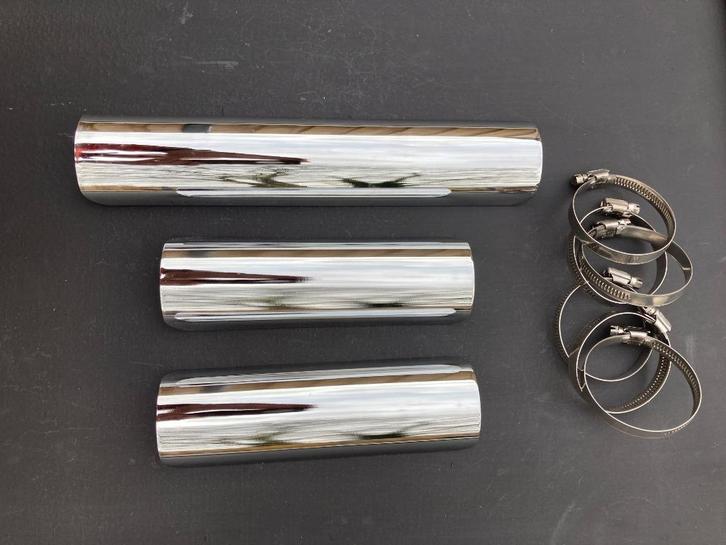 Set uitlaat HITTESCHILDJES (3x) chroom, Motoren, Accessoires | Overige, Nieuw, Ophalen