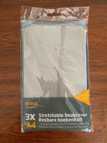 3x rekbare boekenkaft NIEUW; Dresz to expresz, grijs, bl zwa beschikbaar voor biedingen