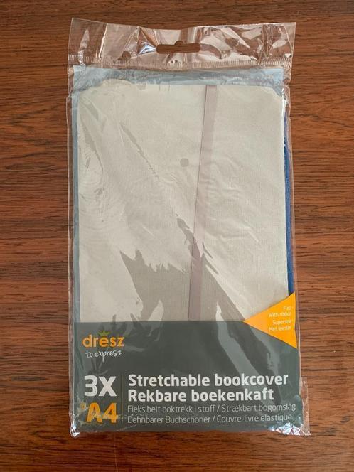 3x rekbare boekenkaft NIEUW; Dresz to expresz, grijs, bl zwa, Diversen, Schoolbenodigdheden, Nieuw, Ophalen of Verzenden