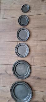 6 tinnen bordjes, Ophalen of Verzenden