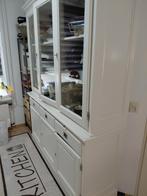 Grote witte buffetkast met glazen deuren, Ophalen of Verzenden, Gebruikt, 25 tot 50 cm, 200 cm of meer