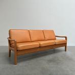 Deens design bank Juul Kristensen teak cognac leer vintage, Ophalen, Gebruikt, JK Denmark, Nvt