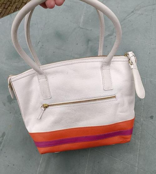 CRINKLES leren retro tas hand tas wit oranje paars (MV25), Sieraden, Tassen en Uiterlijk, Tassen | Damestassen, Gebruikt, Handtas