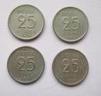 4 x Zweden 25 ore, 1956-57-58-59 zilver, Verzenden, Overige landen, Setje, Zilver