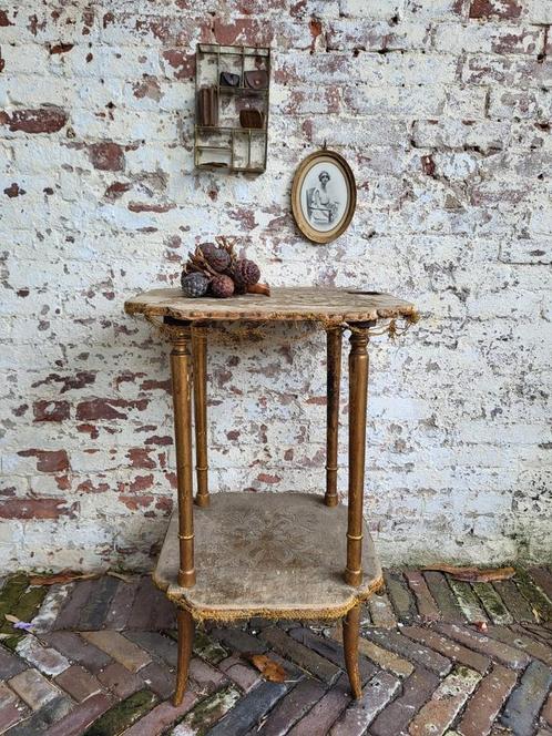 Antiek, shabby franse bijzettafel/ allegonda, Antiek en Kunst, Curiosa en Brocante, Ophalen of Verzenden