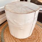 Eikenboomstam bijzettafeltje rond  tafeltje  wit gelakt, Huis en Inrichting, Ophalen, Minder dan 55 cm, Rond, Zo goed als nieuw