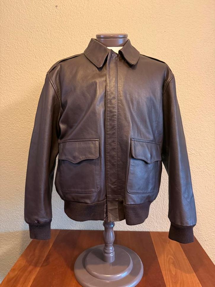 Type-A2 bomber leren jas leather jacket L XL, Kleding | Heren, Jassen | Winter, Zo goed als nieuw, Maat 52/54 (L), Zwart, Ophalen of Verzenden