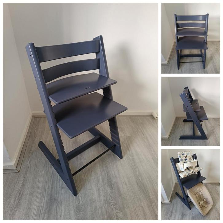 Stokke Tripp Trapp blauw grijs nieuw model evt. accessoires, Kinderen en Baby's, Kinderstoelen, Zo goed als nieuw, Meegroeistoel