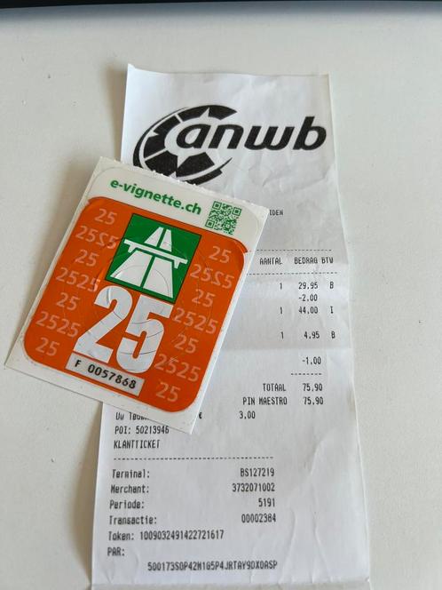 Tolvignet  zwitserland met aankoopbon, Tickets en Kaartjes, Autovignetten, Drie personen of meer