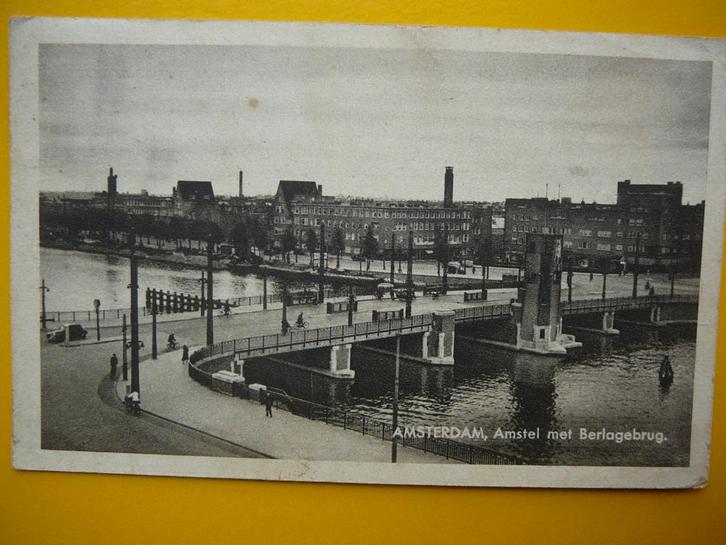 Amsterdam.  Amstel met Berlagebrug., Verzamelen, Ansichtkaarten | Nederland, Gelopen, Noord-Holland, 1920 tot 1940, Ophalen of Verzenden