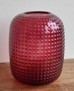 Glazen rood/roze vaas met bubbeltjes NIEUW, Nieuw, Ophalen of Verzenden, Glas, Minder dan 50 cm