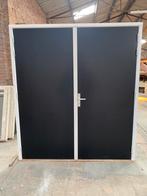 GARAGEDEUR MET KOZIJN, DUBBELDEUR (B211xH217) NIEUW!, Ophalen, Vouwdeur, Hout, 120 cm of meer