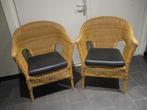 rotan stoelen 2 stuks met kunstleren kussen zwart, Ophalen, Twee, Zwart, Riet of Rotan