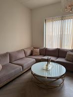Hoekbank, salontafel, eettafel + 6 stoelen en tv-meubel, Ophalen, Zo goed als nieuw