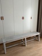 Grote vintage teakhouten bank 1.80 vergrijsd., Huis en Inrichting, Tafels | Sidetables, Ophalen, Teakhout, 150 tot 200 cm, Landelijk
