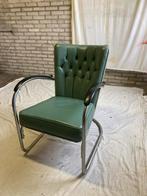 Vintage Jaren '50 Gispen 412 GE Mat Chroom Fauteuil Groen, Huis en Inrichting, Ophalen, Gispen Culemborg, 75 tot 100 cm, Zo goed als nieuw