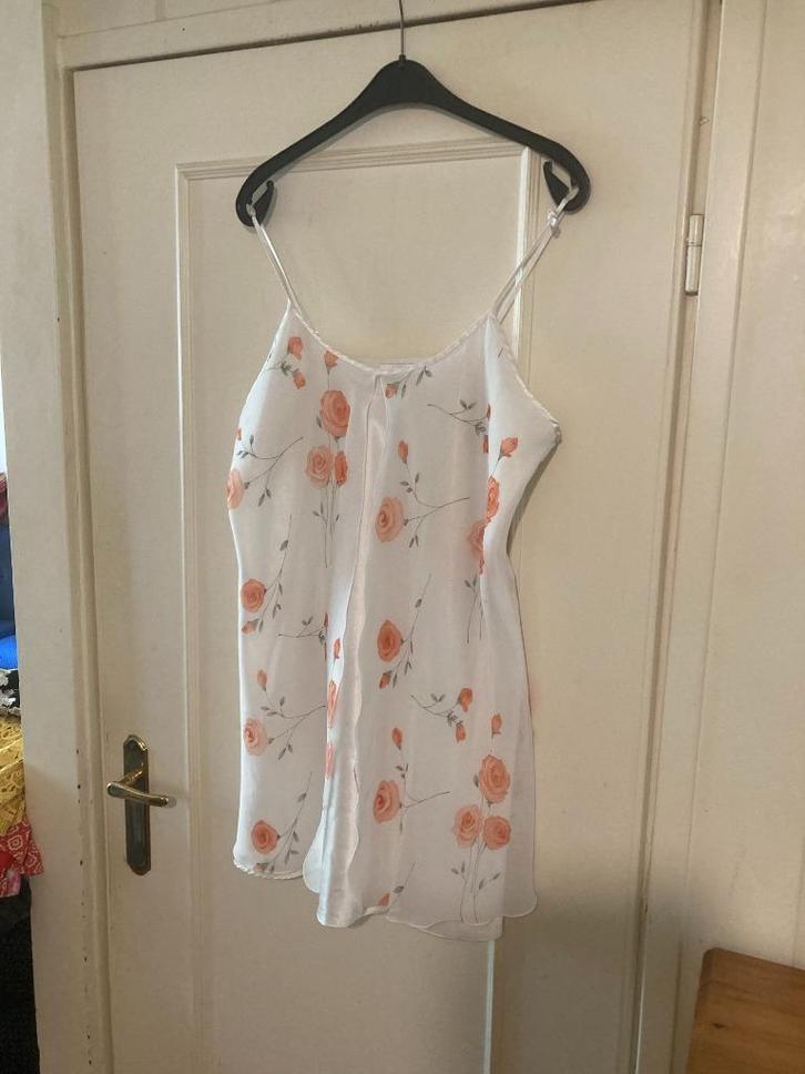 Beige nachthemd met rose bloemen van Lingerie, maat 44 / 46, Kleding | Dames, Ondergoed en Lingerie, Hemd, Beige, Verzenden
