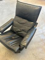 Zwart leer draaifauteuil vintage hip design fauteuil stoel, Ophalen, Gebruikt, Leer, 50 tot 75 cm