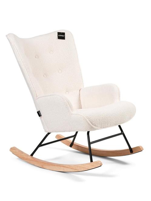 Aemely Schommelstoel 'Mama' - Wit Teddy, Blank Hout NIEUW, Kinderen en Baby's, Kinderkamer | Overige Meubels, Nieuw, Stoel, Ophalen of Verzenden
