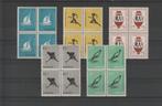 Nederland 1956, NVPH 676 t/m 680, blokken van 4, postfris., Postzegels en Munten, Postzegels | Nederland, Verzenden, Na 1940, Postfris