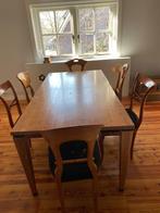 Houtel tafel met 6 stoelen (kersen), Huis en Inrichting, Vijf, Zes of meer stoelen, Gebruikt, Bruin, Modern klassiek