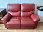 Zitsbank & Fauteuil - Rode Lederen Set, Huis en Inrichting, Fauteuils, Ophalen, Gebruikt, Leer, 75 tot 100 cm