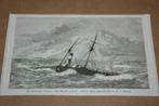 Antieke gravure - Stranding stoomschip Ulysses - 1877 !!, Gebruikt, Ophalen of Verzenden