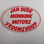 Leuke oude sticker.  JAN OUDE MONNINK MOTORS.  Vroomshoop., Verzamelen, Ophalen of Verzenden, Zo goed als nieuw, Overige typen