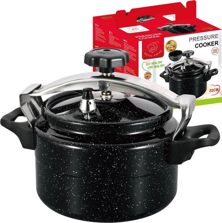 Snelkookpan 28 cm - 11 Liter Aluminium Zwart, Huis en Inrichting, Keuken | Potten en Pannen, Nieuw, Koekenpan of Braadpan, Inductieplaat