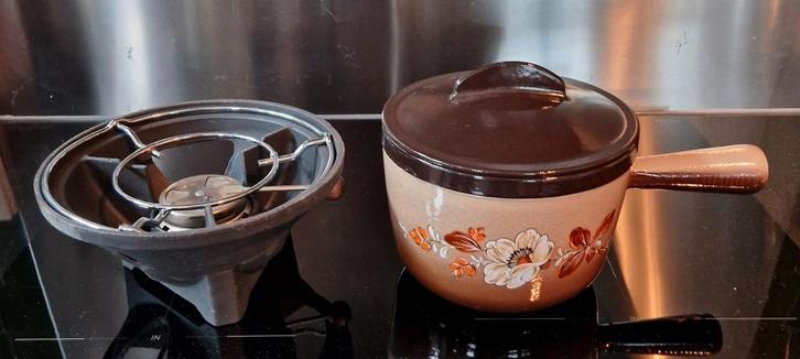 Unieke Nomar fondueset, Huis en Inrichting, Keuken | Potten en Pannen, Zo goed als nieuw, Koekenpan of Braadpan, Gietijzer, Ophalen of Verzenden