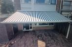 5,50 x 2,50 antraciet wit gestreepte elektrische zonnescherm, Tuin en Terras, Zonneschermen, Ophalen, 450 cm of meer, Elektrisch