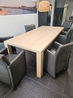 Massief Eethoek met 6 Lederen Stoelen, Huis en Inrichting, Tafels | Eettafels, Gebruikt, 100 tot 150 cm, Ophalen of Verzenden