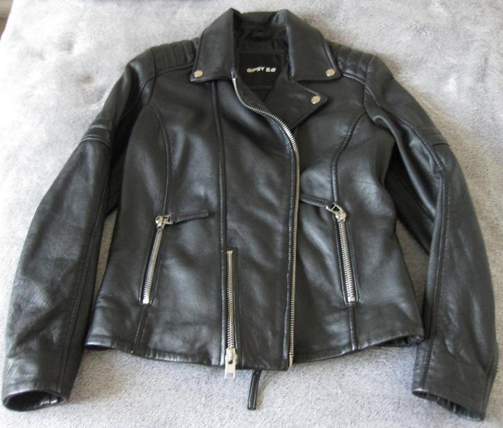 GIPSY DAMES LEREN BIKERJACK, NIEUW, Kleding | Dames, Jassen | Winter, Nieuw, Maat 42/44 (L), Zwart, Ophalen of Verzenden
