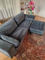 Groene Velvet Bank met Poef, Ophalen, Hout, Gebruikt, 125 cm of meer