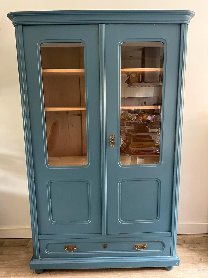 Vintage vitrinekast/buffetkast, Huis en Inrichting, Kasten | Vitrinekasten, Gebruikt, 150 tot 200 cm, 100 tot 150 cm, 25 tot 50 cm