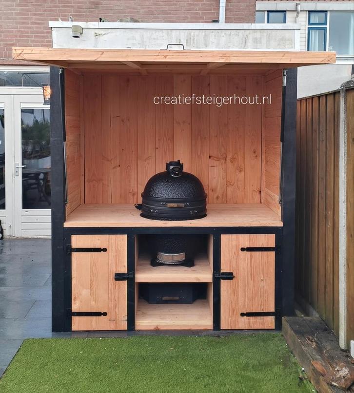 Douglas houten buitenkeuken huisje Bastard kamado afdak klep, Tuin en Terras, Buitenkeukens, Nieuw, Houtskool, Inbouw, Vrijstaand