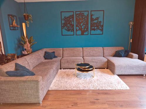XL hoekbank met loungedeel grijs, Huis en Inrichting, Banken | Complete zithoeken, Zo goed als nieuw, Ophalen