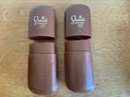 2x Brillenkokers Schmidt Opticiens, bruin, vintage, Ophalen of Verzenden, Gebruikt