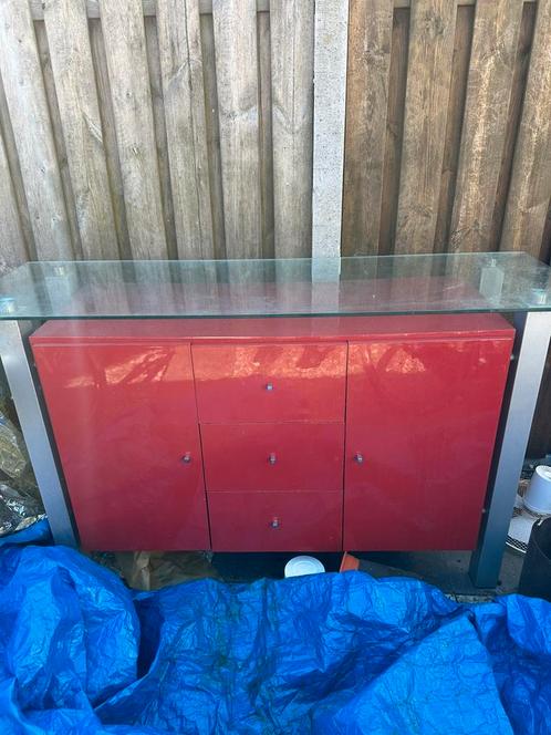 Rode dressoir kast, Huis en Inrichting, Kasten | Dressoirs, Gebruikt, 25 tot 50 cm, Ophalen