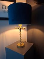 Gouden Lamp met Blauwe Kap, Gebruikt, Ophalen of Verzenden, Metaal, Modern
