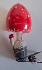 Antieke Kerst Ajeko Paddenstoel op clip met kleintje, Ophalen of Verzenden