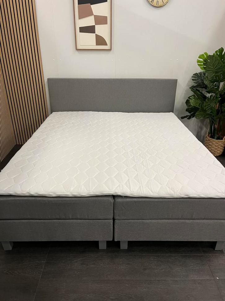 Boxspring Grijs 180x200cm, Huis en Inrichting, Slaapkamer | Boxsprings, Nieuw, 180 cm, 200 cm, Tweepersoons, Grijs, Ophalen