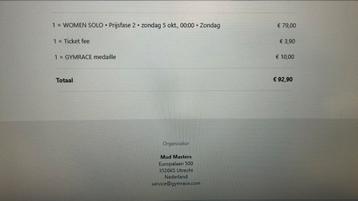 Gymrace ticket women solo 5 okt beschikbaar voor biedingen