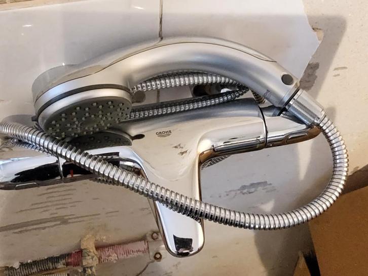 GROHE Grohtherm 1000 Thermostatische badmengkraan met douche, Doe-het-zelf en Verbouw, Sanitair, Gebruikt, Bad, Chroom, Koper