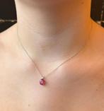 Robijn AIG certificaat 14k gouden ketting en hanger dames, Voordeelsieraden, Verzenden, Zo goed als nieuw, Met edelsteen
